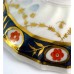 Factory 'X' (Keeling) Very Rare Covered Sugar Bowl of Oriental Shape, Shanked body with blue border, red flowers and gilded swags, pattern 94, c1800-1805