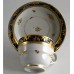 Chamberlain Worcester Tea Cup & Saucer, Dejeuney, gilded roses, blue border with gold barley ears, pattern number 273, c1802-5