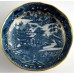 Caughley Scalloped Trio of Tea Bowl, Coffee Can and Saucer, Blue and White 'Pagoda'  Landscape Pattern,  c1785