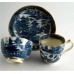 SOLD Caughley Scalloped Trio of Tea Bowl, Coffee Can and Saucer, Blue and White 'Pagoda'  Landscape Pattern,  c1785 SOLD