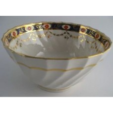 Factory 'X' (Keeling)  Slops Bowl, Shanked body with blue border, red flowers and gilded swags,  pattern 94, c1800-1805