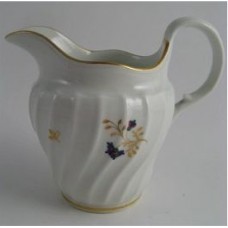 Barr Worcester Waisted Shanked Jug, Decorated with Blue, Red, Green and Gilded Flower Sprigs, Scratched 'B' mark, c1795