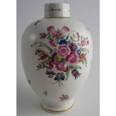 Worcester Tea Canister, Floral Enamel Decoration, c1775