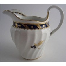 Worcester Circular Shanked Milk Jug, Blue and Gilt  Decoration with 'Bluebell pattern',  c1795