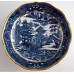 Caughley Scalloped Trio of Tea Bowl, Coffee Can and Saucer, Blue and White 'Pagoda'  Landscape Pattern,  c1785