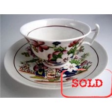 SOLD Hilditch Tea cup and Saucer, decorated with 'Boy Picking  Fruit', c1830 SOLD