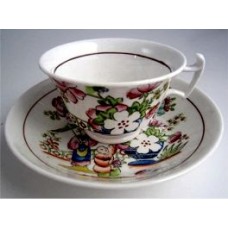 Hilditch Tea cup and Saucer, decorated with 'Boy Picking  Fruit', c1830