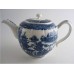 SOLD Caughley fluted form Teapot, printed with blue and white  'Pagoda' pattern, un-gilded, Salopian 'S' mark, c1785 SOLD