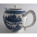 SOLD Caughley fluted form Teapot, printed with blue and white  'Pagoda' pattern, un-gilded, Salopian 'S' mark, c1785 SOLD