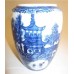 Caughley 'Barrel' Shaped Moulded Tea Canister (Lacking its Lid), Decorated with Blue and White 'Temple' Pattern, c1785