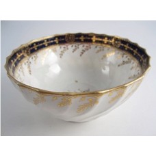 Chamberlains Worcester Slops Bowl of 'Waisted' Shanked Form,  Decorated with Cobalt Blue Band and Gilt Decoration, Pattern 60, c1795