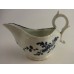 Liverpool or Lowestoft? Moulded Sauce Boat,  Blue and  White Floral Pattern, c1770