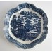 Caughley Blue and White 'Pagoda' pattern Hexagonal Teapot  Stand, c1780