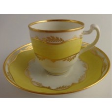 Chamberlain? Worcester Coffee Cup and Saucer, Yellow Ground  and Gilt decoration, c1800-10