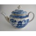 Coalport 'John Rose' Fluted Oval Blue and White Chinese  Pattern Teapot, c1800