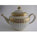 Coalport 'John Rose' New Fluted Oval Gilt Teapot, 'Interlinked Ellipses and Dot' Gilt Decoration, c1798