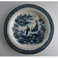 SOLD - Caughley small sized plate, beautifully decorated with the transfer printed blue and white 'Pleasure Boat' or 'Fisherman and Cormorant' pattern, c1785 - SOLD