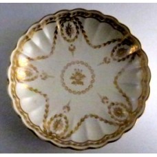 SOLD Worcester 'Cake' or 'Bread and Butter' Plate, Reeded Shape with Scalloped Border, Exquisitely Decorated with the Rich Neoclassical 'Husk and Paterae', c1785 SOLD