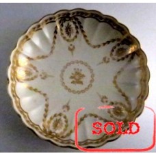 SOLD Worcester 'Cake' or 'Bread and Butter' Plate, Reeded Shape with Scalloped Border, Exquisitely Decorated with the Rich Neoclassical 'Husk and Paterae', c1785 SOLD