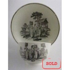 SOLD Worcester ' First Period' Tea Bowl & Saucer, transfer printed with 'Milkmaids' pattern, c1780 SOLD