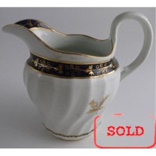 SOLD Worcester Circular Shanked Milk Jug, Blue and Gilt Decoration with 'Gilded Thistle', c1795 SOLD