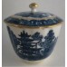 SOLD Caughley fluted Sucrier and Cover, printed with blue and white 'Pagoda' pattern with applied gilded decoration, Salopian 'S' mark, c1785 SOLD 