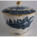 SOLD Caughley fluted Sucrier and Cover, printed with blue and white 'Pagoda' pattern with applied gilded decoration, Salopian 'S' mark, c1785 SOLD 