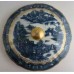 SOLD Caughley fluted Sucrier and Cover, printed with blue and white 'Pagoda' pattern with applied gilded decoration, Salopian 'S' mark, c1785 SOLD 