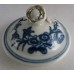 SOLD First Period Worcester cover (possibly to a sparrow beak milk jug), decorated with underglaze blue 'three flower' pattern, with a moulded flower finial, c1780 SOLD 