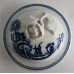 SOLD First Period Worcester cover (possibly to a sparrow beak milk jug), decorated with underglaze blue 'Fence pattern', with a moulded flower finial, c1780 SOLD 