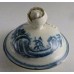 SOLD First Period Worcester cover (possibly to a sparrow beak milk jug), decorated with underglaze blue 'Fence pattern', with a moulded flower finial, c1780 SOLD 