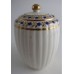 SOLD Caughley Tea Canister, New Fluted Barrel Shape, Stylised Blue and Pink Flowers and Gilded Foliage Decoration, c1790 SOLD