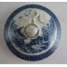 First Period Worcester Teapot Cover, Blue and White 'Fence Pattern', Moulded Flower Finial, c1775