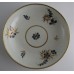 Worcester 'Bread and Butter' or 'Cake' Plate, Decorated in Underglaze Blue with Formal Flowers, Honey Gold Leaves and Stems, Gold Dentil Rim, c1785