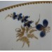 Worcester 'Bread and Butter' or 'Cake' Plate, Decorated in Underglaze Blue with Formal Flowers, Honey Gold Leaves and Stems, Gold Dentil Rim, c1785