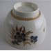 Worcester Trio, Decorated in Underglaze Blue with Formal Flowers, Honey Gold Leaves and Stems, Gold Dentil Rim and Base, c1785