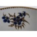 Worcester Trio, Decorated in Underglaze Blue with Formal Flowers, Honey Gold Leaves and Stems, Gold Dentil Rim and Base, c1785