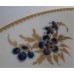 Worcester Tea Bowl and Saucer, Decorated in Underglaze Blue with Formal Flowers, Honey Gold Leaves and Stems, Gold Dentil Rim and Base, c1785