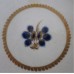 Worcester Tea Bowl and Saucer, Decorated in Underglaze Blue with Formal Flowers, Honey Gold Leaves and Stems, Gold Dentil Rim and Base, c1785