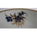 Worcester Trio, Decorated in Underglaze Blue with Formal Flowers, Honey Gold Leaves and Stems, Gold Dentil Rim and Base, c1785