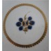 Worcester Saucer, Decorated in Underglaze Blue with Formal Flowers, Honey Gold Leaves and Stems, Gold Dentil Rim, c1785