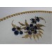 Worcester Saucer, Decorated in Underglaze Blue with Formal Flowers, Honey Gold Leaves and Stems, Gold Dentil Rim, c1785