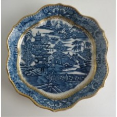 SOLD Caughley Hexagonal Shape Printed Underglaze Blue 'Pagoda' Teapot Stand, c1785 SOLD