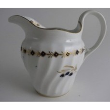 'Barr' Worcester Circular Shanked Milk Jug, Blue and Gilt Decoration with 'Three flower sprig' pattern' and Blue and Gold diamond bands, c1795