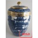 SOLD Caughley 'Barrel' Shaped Vertically Moulded Tea Canister, Decorated with Blue & White 'Pagoda' Pattern, c1785 SOLD