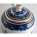 Worcester Barrel Shaped Teapot and Cover, Decorated with Blue and White prints of the Oriental 'Temple' pattern (without a bridge), c1785