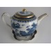 SOLD Caughley globular form Teapot, printed in blue and white with 'Willow Nankin' pattern with richly applied gilding, Salopian 'S' mark, c1785 SOLD