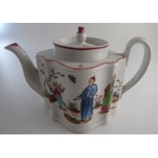 New Hall silver shaped teapot, 'boy chasing butterfly' design, pattern N421, c1795