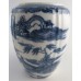 Caughley 'Barrel' Shaped Vertically Moulded Tea Canister (no lid), Decorated with Blue & White 'Pagoda' Pattern, c1785