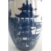 Caughley 'Barrel' Shaped Vertically Moulded Tea Canister (no lid), Decorated with Blue & White 'Pagoda' Pattern, c1785